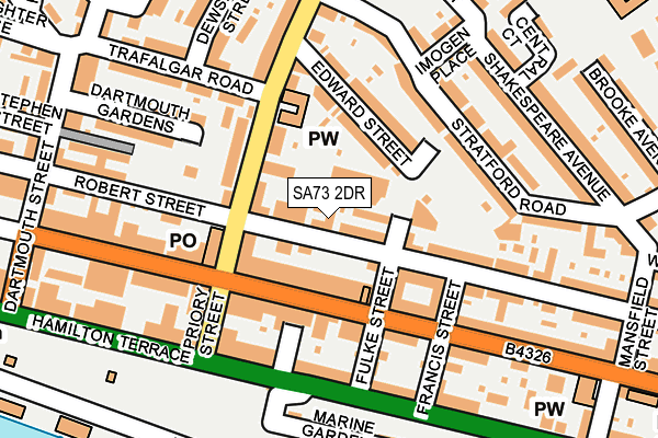 SA73 2DR map - OS OpenMap – Local (Ordnance Survey)