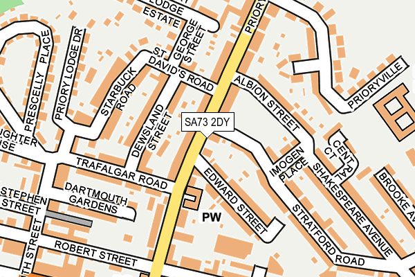SA73 2DY map - OS OpenMap – Local (Ordnance Survey)