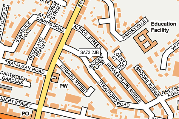 SA73 2JB map - OS OpenMap – Local (Ordnance Survey)