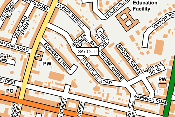 SA73 2JD map - OS OpenMap – Local (Ordnance Survey)