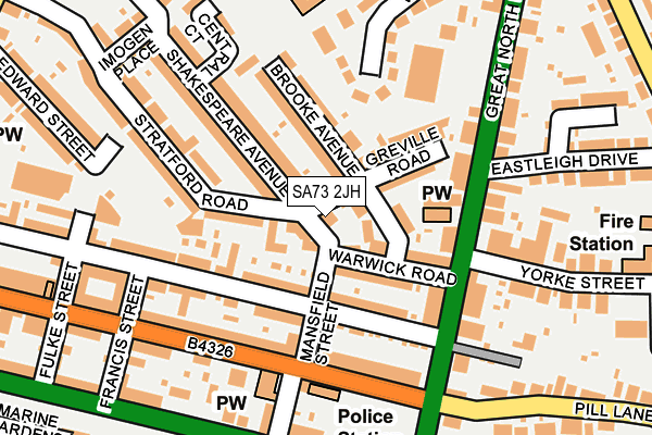 SA73 2JH map - OS OpenMap – Local (Ordnance Survey)