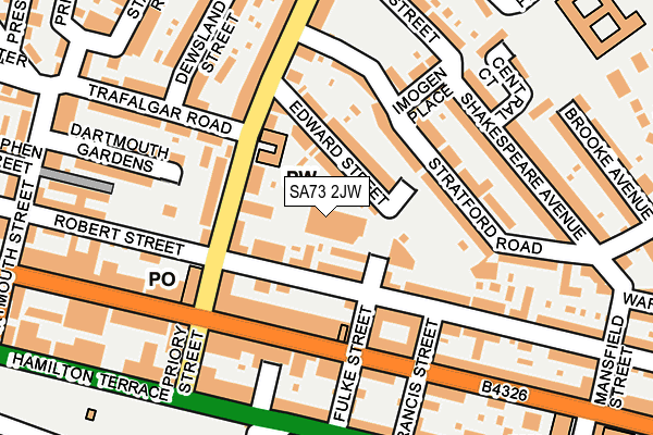SA73 2JW map - OS OpenMap – Local (Ordnance Survey)