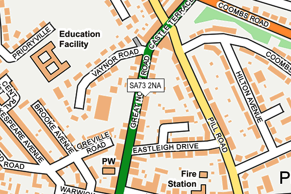 SA73 2NA map - OS OpenMap – Local (Ordnance Survey)