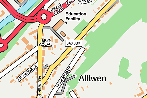 SA8 3BX map - OS OpenMap – Local (Ordnance Survey)