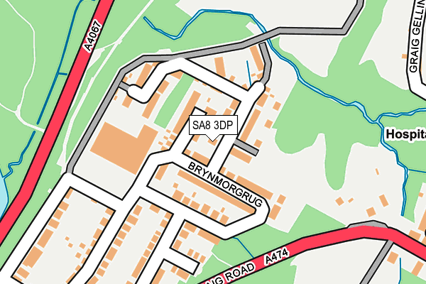 SA8 3DP map - OS OpenMap – Local (Ordnance Survey)
