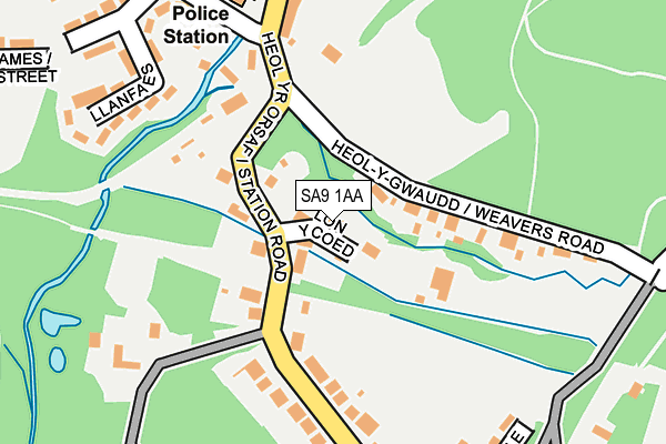 SA9 1AA map - OS OpenMap – Local (Ordnance Survey)