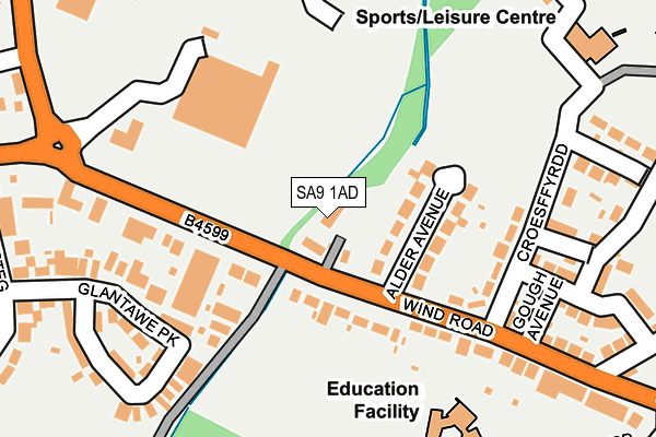 SA9 1AD map - OS OpenMap – Local (Ordnance Survey)