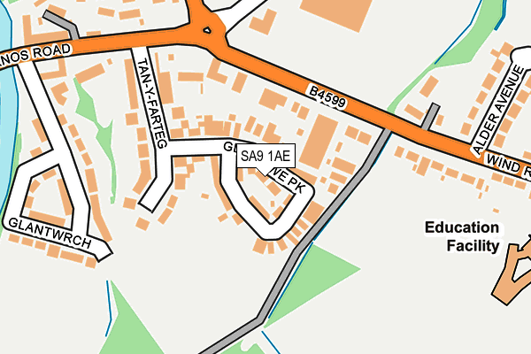 SA9 1AE map - OS OpenMap – Local (Ordnance Survey)