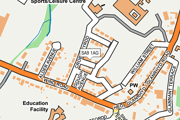 SA9 1AG map - OS OpenMap – Local (Ordnance Survey)