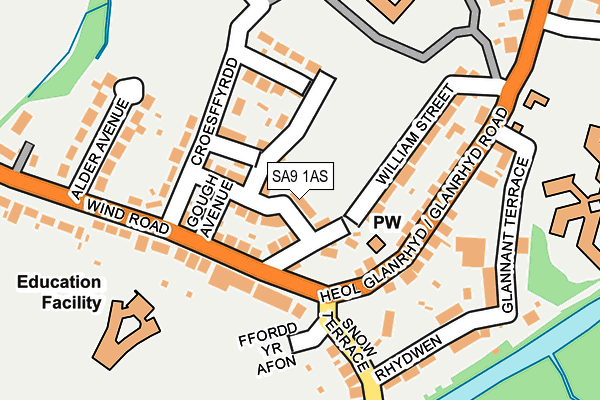 SA9 1AS map - OS OpenMap – Local (Ordnance Survey)