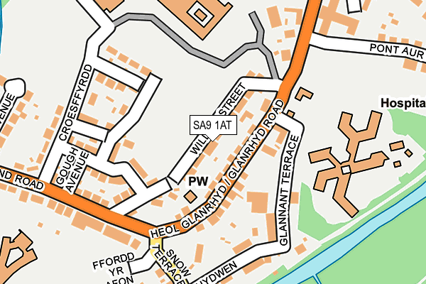 SA9 1AT map - OS OpenMap – Local (Ordnance Survey)