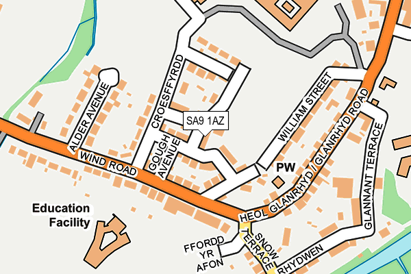SA9 1AZ map - OS OpenMap – Local (Ordnance Survey)