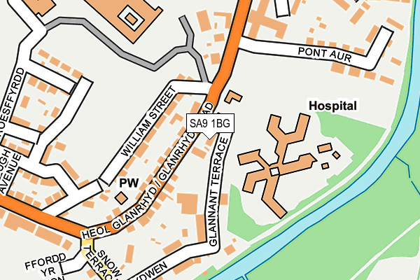 SA9 1BG map - OS OpenMap – Local (Ordnance Survey)