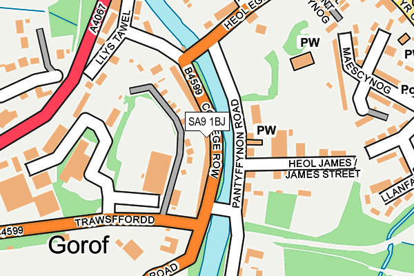 SA9 1BJ map - OS OpenMap – Local (Ordnance Survey)