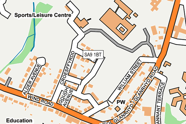 SA9 1BT map - OS OpenMap – Local (Ordnance Survey)