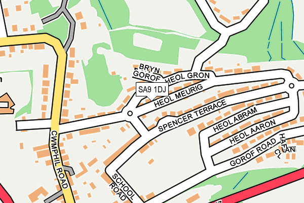 SA9 1DJ map - OS OpenMap – Local (Ordnance Survey)