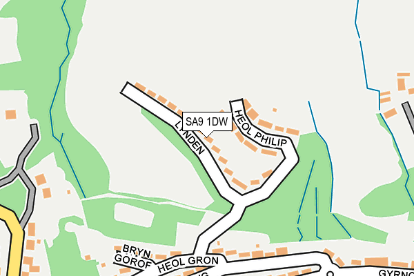 SA9 1DW map - OS OpenMap – Local (Ordnance Survey)