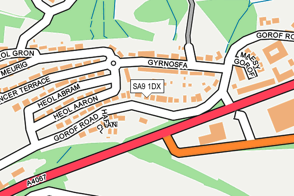 SA9 1DX map - OS OpenMap – Local (Ordnance Survey)