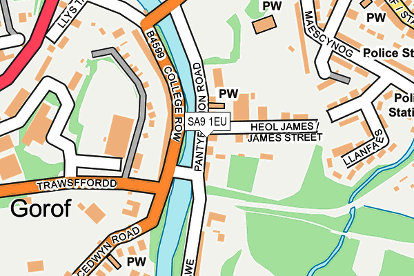 SA9 1EU map - OS OpenMap – Local (Ordnance Survey)