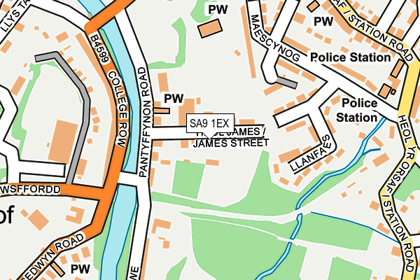 SA9 1EX map - OS OpenMap – Local (Ordnance Survey)