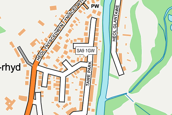 SA9 1GW map - OS OpenMap – Local (Ordnance Survey)