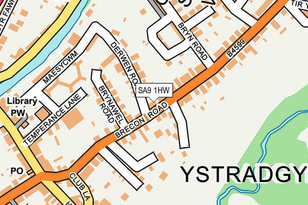 SA9 1HW map - OS OpenMap – Local (Ordnance Survey)