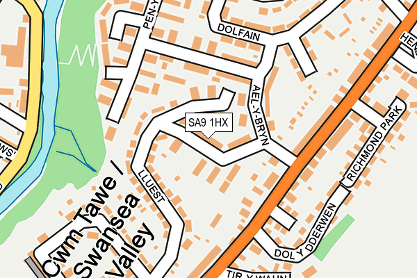 SA9 1HX map - OS OpenMap – Local (Ordnance Survey)