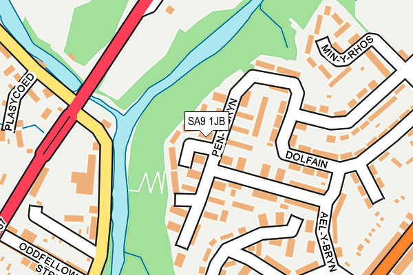 SA9 1JB map - OS OpenMap – Local (Ordnance Survey)