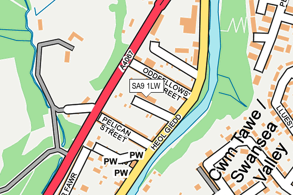 SA9 1LW map - OS OpenMap – Local (Ordnance Survey)