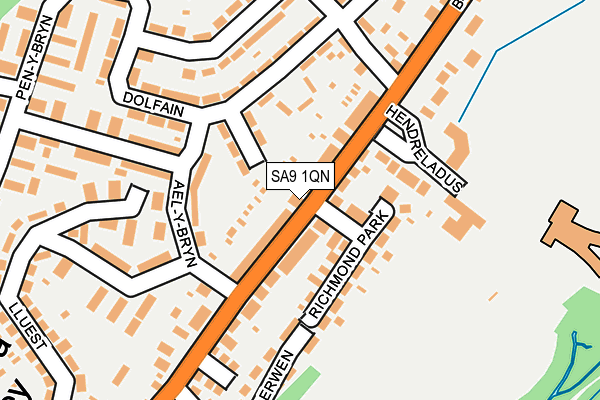 SA9 1QN map - OS OpenMap – Local (Ordnance Survey)