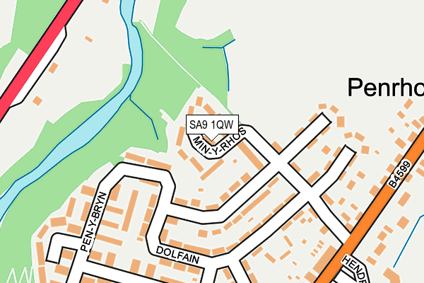 SA9 1QW map - OS OpenMap – Local (Ordnance Survey)