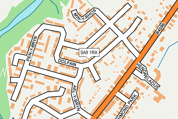 SA9 1RA map - OS OpenMap – Local (Ordnance Survey)