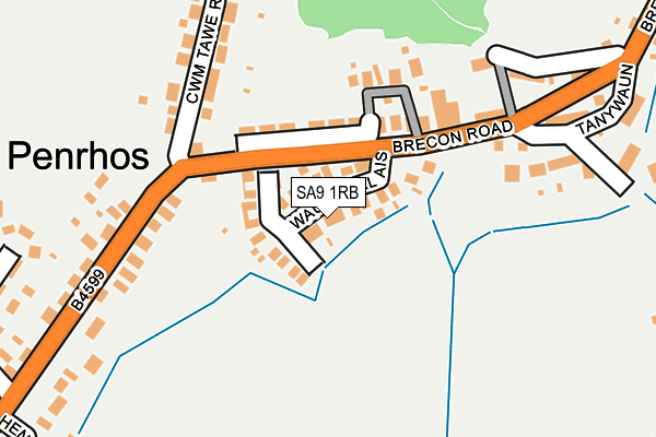 SA9 1RB map - OS OpenMap – Local (Ordnance Survey)