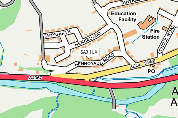 SA9 1UX map - OS OpenMap – Local (Ordnance Survey)