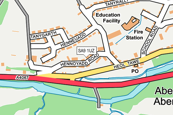 SA9 1UZ map - OS OpenMap – Local (Ordnance Survey)