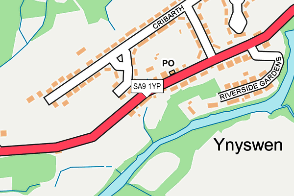 SA9 1YP map - OS OpenMap – Local (Ordnance Survey)