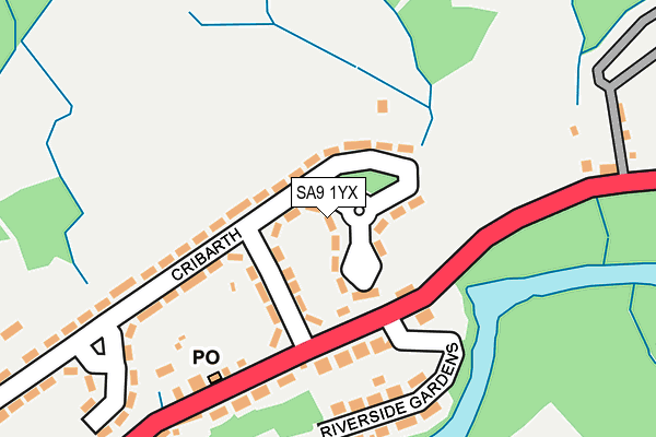 SA9 1YX map - OS OpenMap – Local (Ordnance Survey)