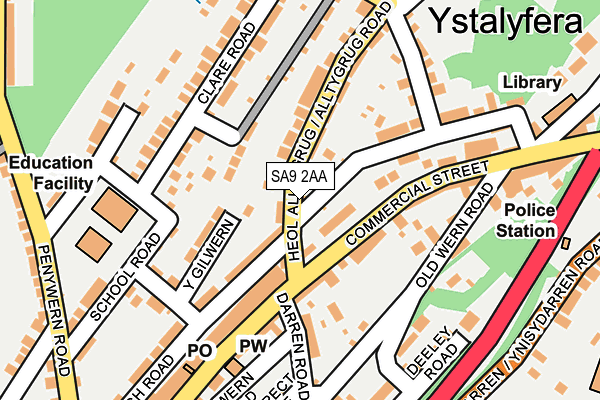 SA9 2AA map - OS OpenMap – Local (Ordnance Survey)