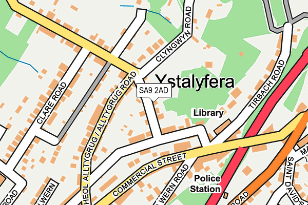 SA9 2AD map - OS OpenMap – Local (Ordnance Survey)