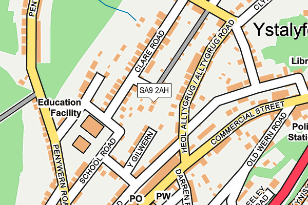 SA9 2AH map - OS OpenMap – Local (Ordnance Survey)