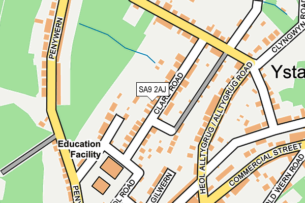 SA9 2AJ map - OS OpenMap – Local (Ordnance Survey)