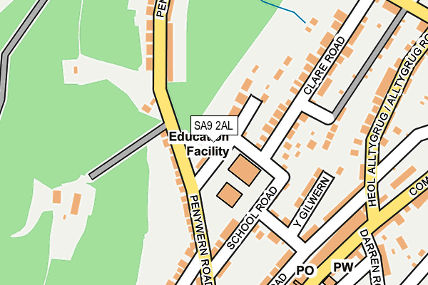 SA9 2AL map - OS OpenMap – Local (Ordnance Survey)