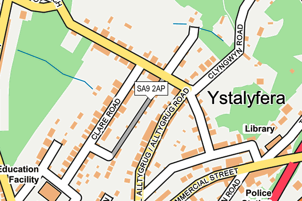 SA9 2AP map - OS OpenMap – Local (Ordnance Survey)