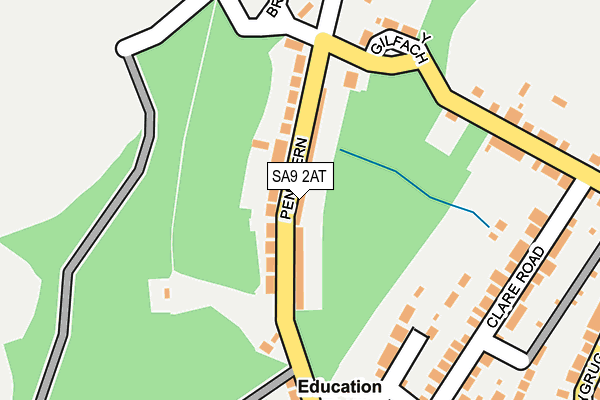 SA9 2AT map - OS OpenMap – Local (Ordnance Survey)