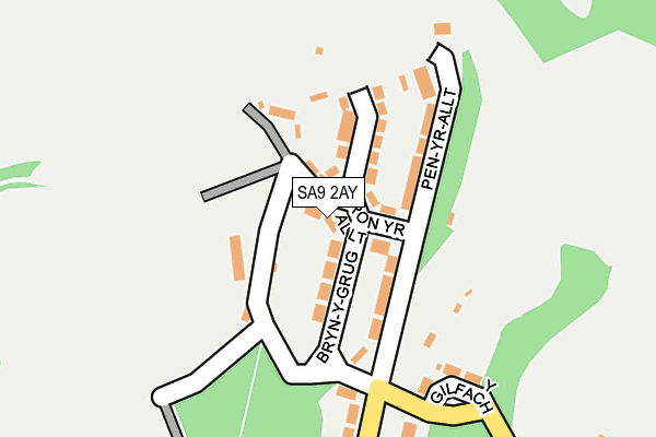 SA9 2AY map - OS OpenMap – Local (Ordnance Survey)
