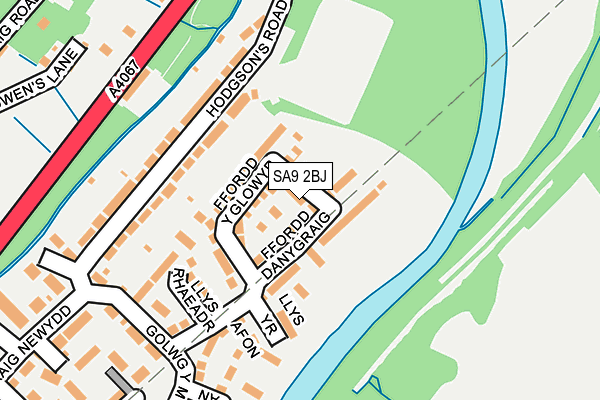 SA9 2BJ map - OS OpenMap – Local (Ordnance Survey)