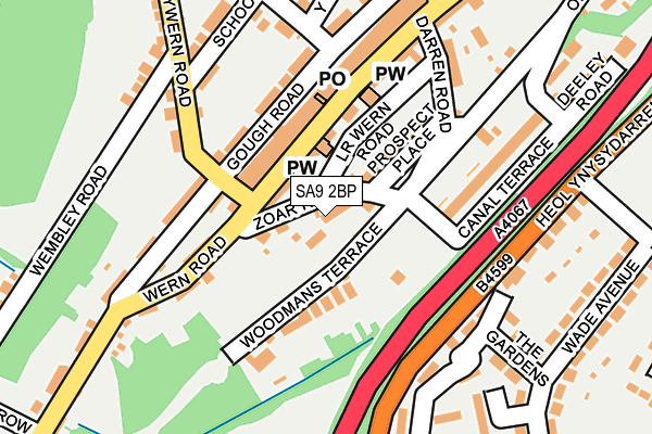 SA9 2BP map - OS OpenMap – Local (Ordnance Survey)