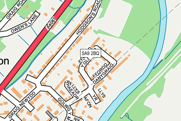 SA9 2BQ map - OS OpenMap – Local (Ordnance Survey)