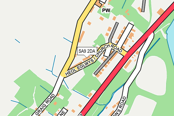 SA9 2DA map - OS OpenMap – Local (Ordnance Survey)