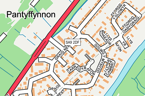 SA9 2DF map - OS OpenMap – Local (Ordnance Survey)